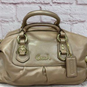 Coach Ashley Women's Bronze Leather Double Handle Strap Shoulder Handbag Purse